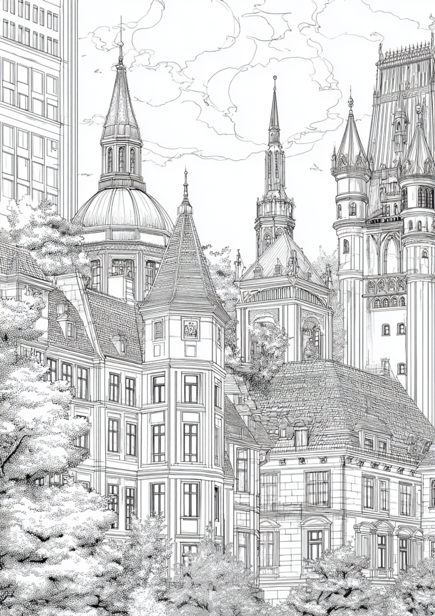 Architecture - Instantly Downloadable Digital Adult Colouring Book