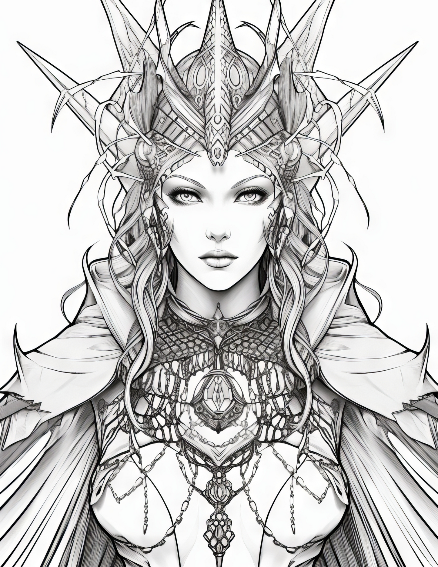 Fantasy Queens - Instantly Downloadable Digital Adult Colouring Book