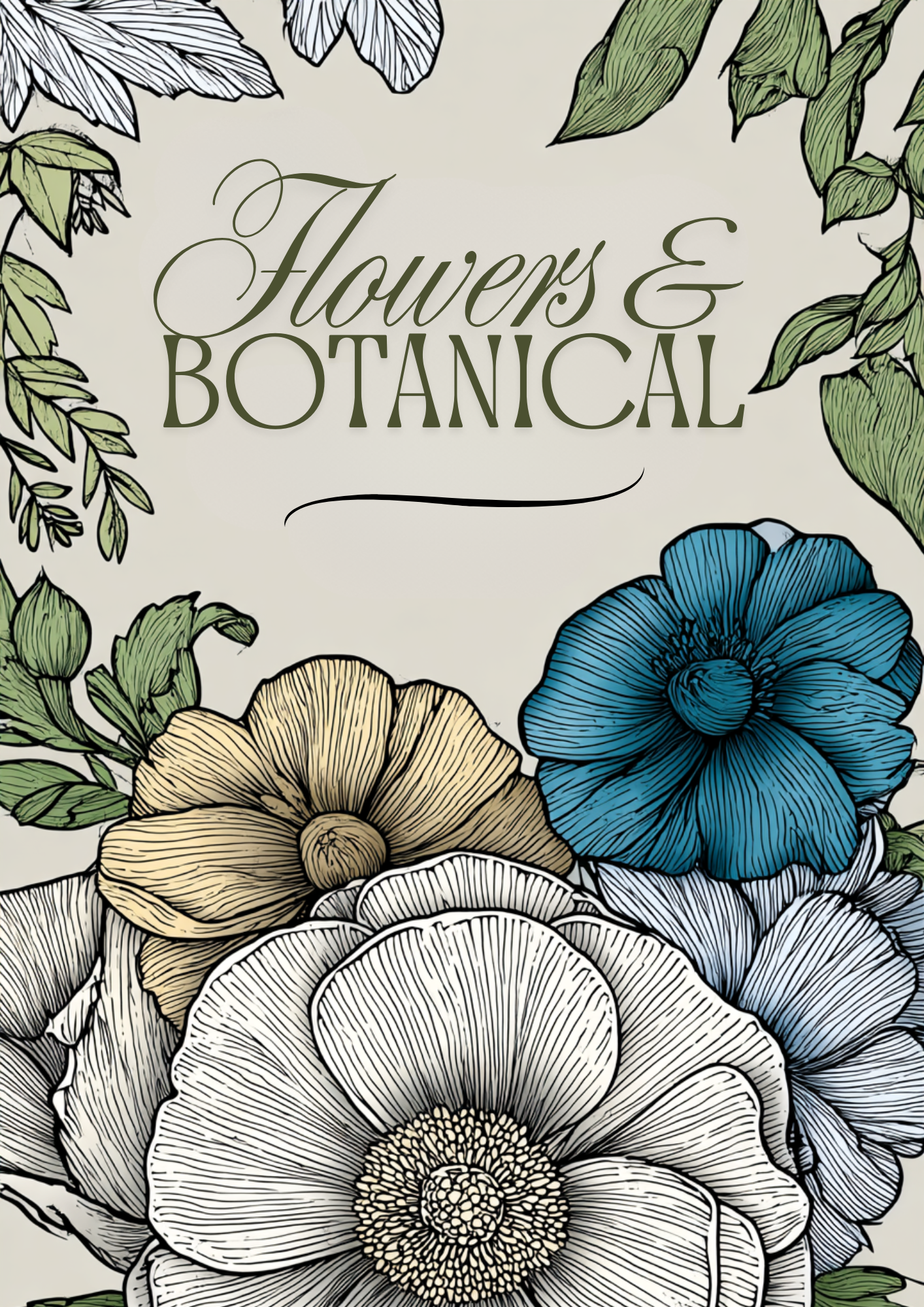 Flowers & Botanical - Instantly Downloadable Digital Adult Colouring Book