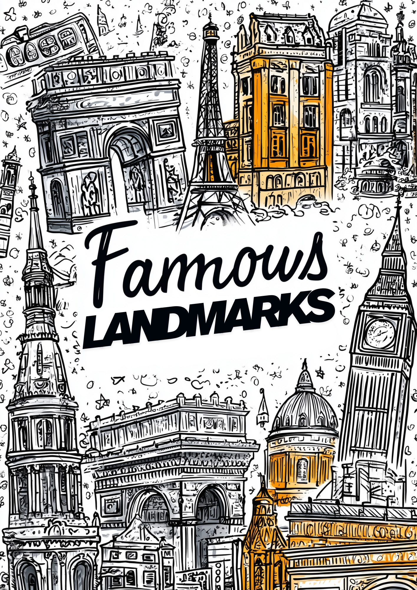 Famous Landmarks - Instantly Downloadable Digital Adult Colouring Book