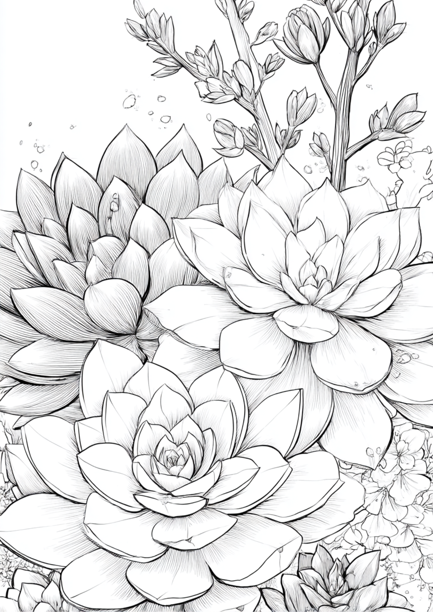 Succulents & Tropical Plants - Instantly Downloadable Digital Adult Colouring Book