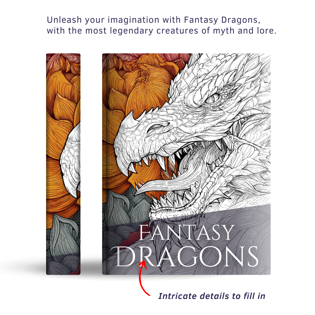 Fantasy Dragons - Instantly Downloadable Digital Adult Colouring Book