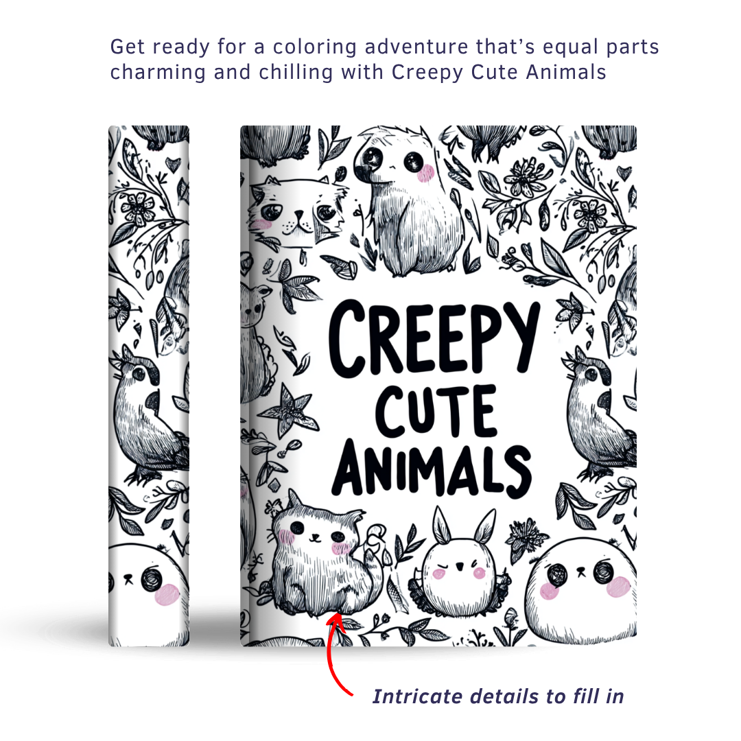 Creepy Cute Animals - Instantly Downloadable Digital Adult Colouring Book