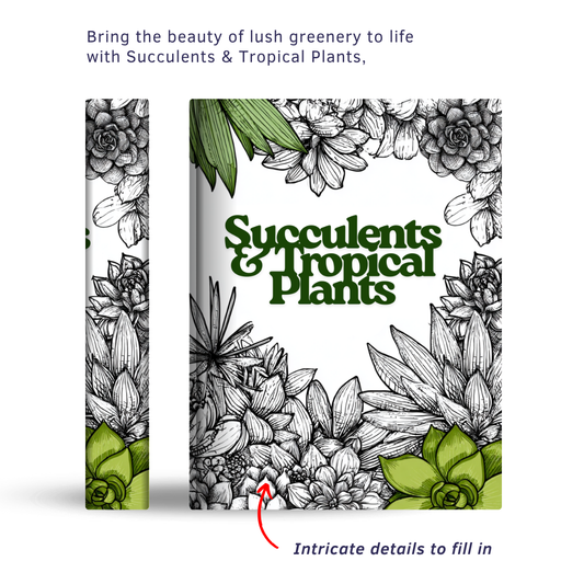 Succulents & Tropical Plants - Instantly Downloadable Digital Adult Colouring Book
