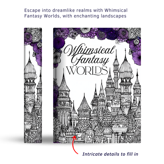 Whimsical Fantasy Worlds - Instantly Downloadable Digital Adult Colouring Book