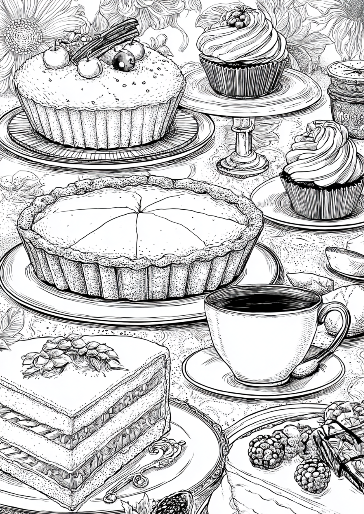Desserts & Drinks - Instantly Downloadable Digital Adult Colouring Book