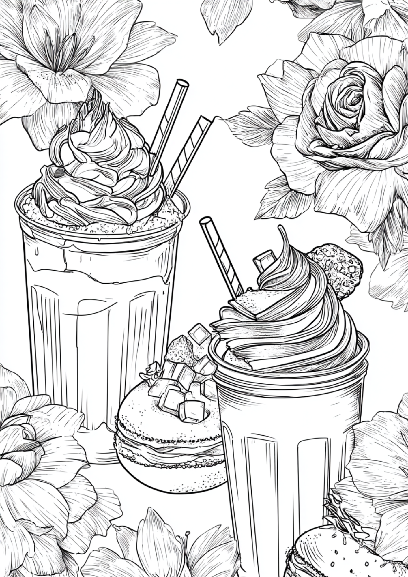 Desserts & Drinks - Instantly Downloadable Digital Adult Colouring Book