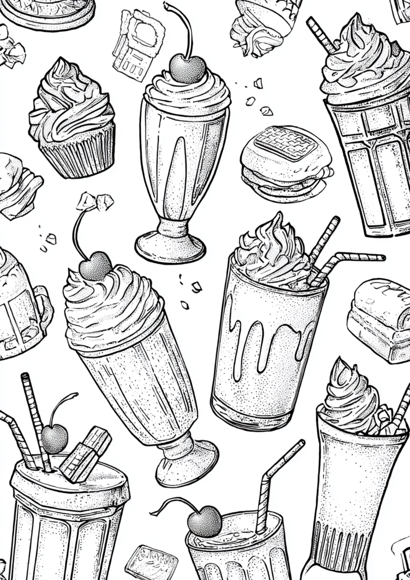 Desserts & Drinks - Instantly Downloadable Digital Adult Colouring Book