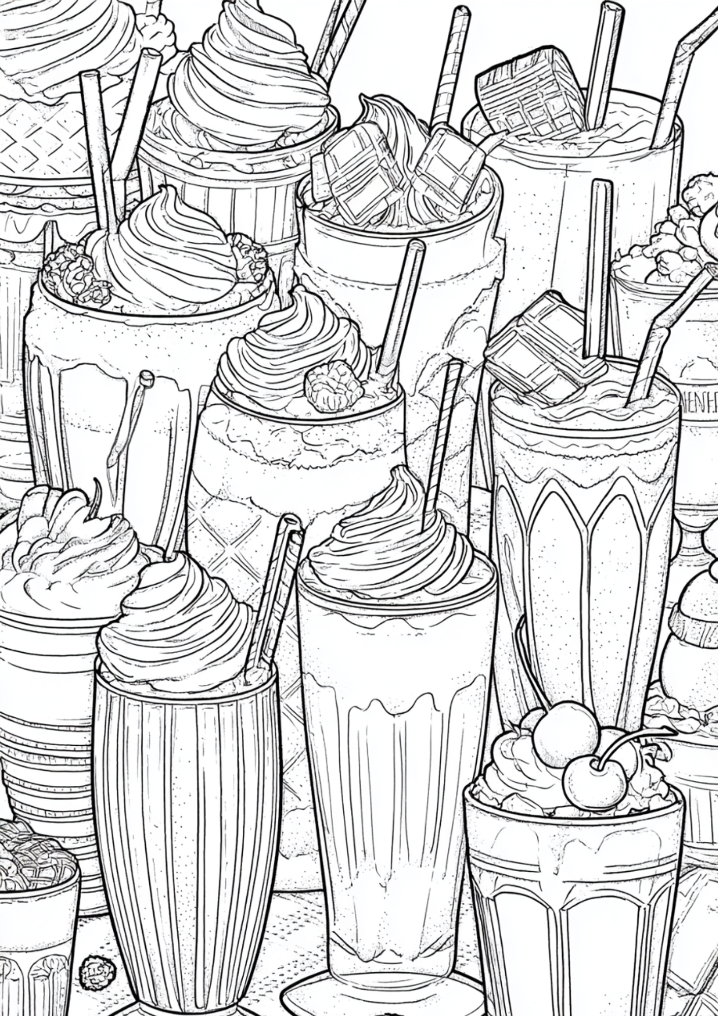 Desserts & Drinks - Instantly Downloadable Digital Adult Colouring Book