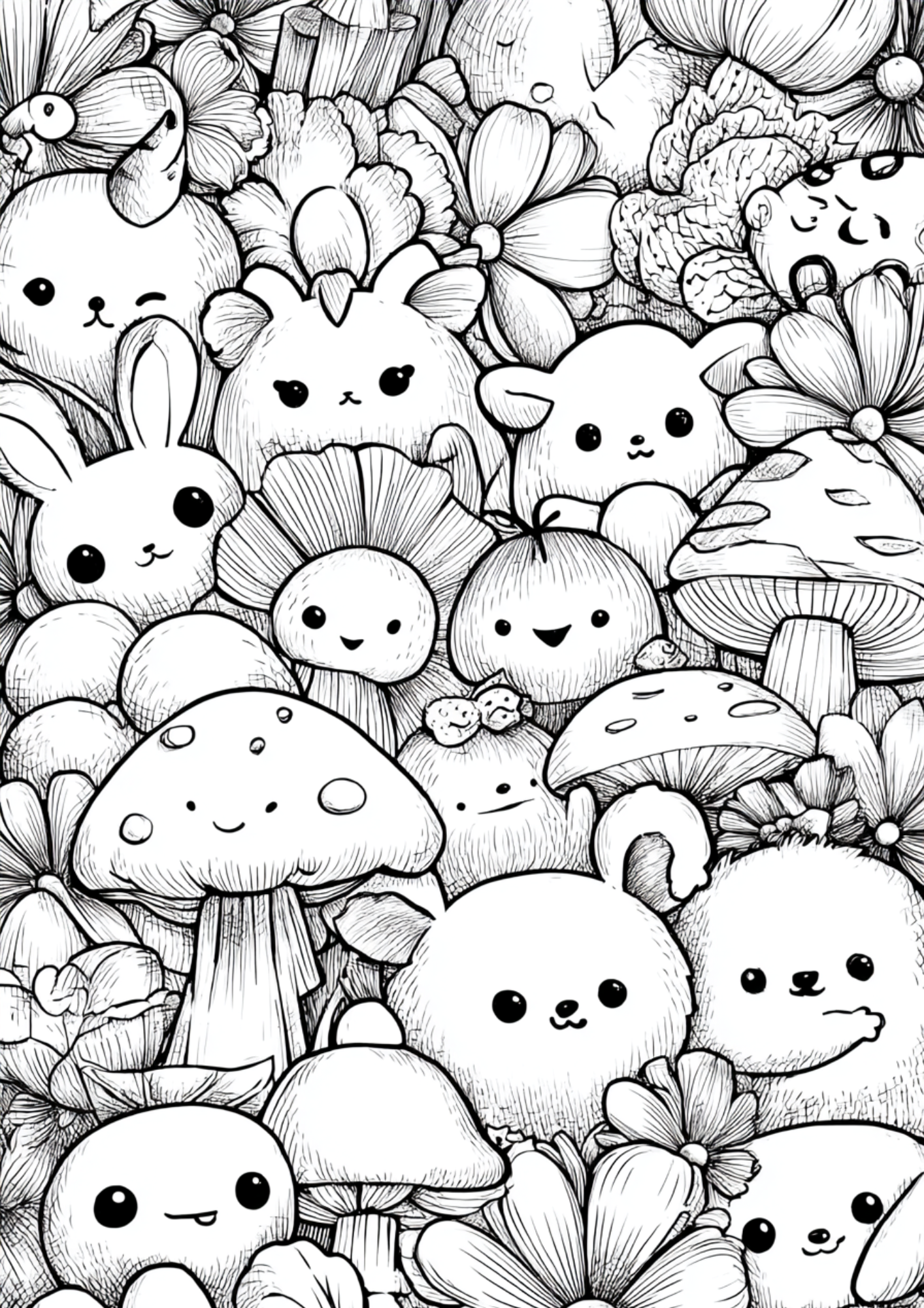 Cute & Kawaii - Instantly Downloadable Digital Adult Colouring Book