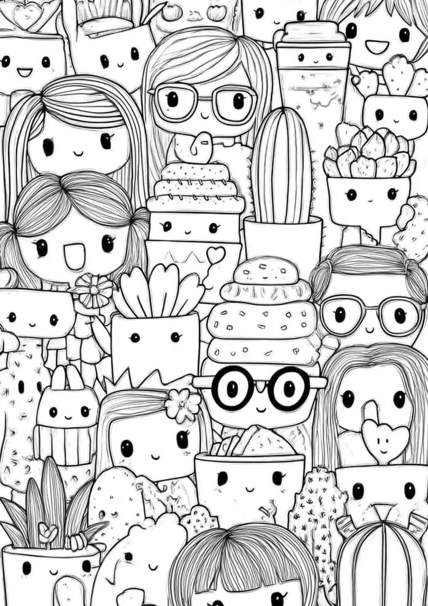 Cute & Kawaii - Instantly Downloadable Digital Adult Colouring Book
