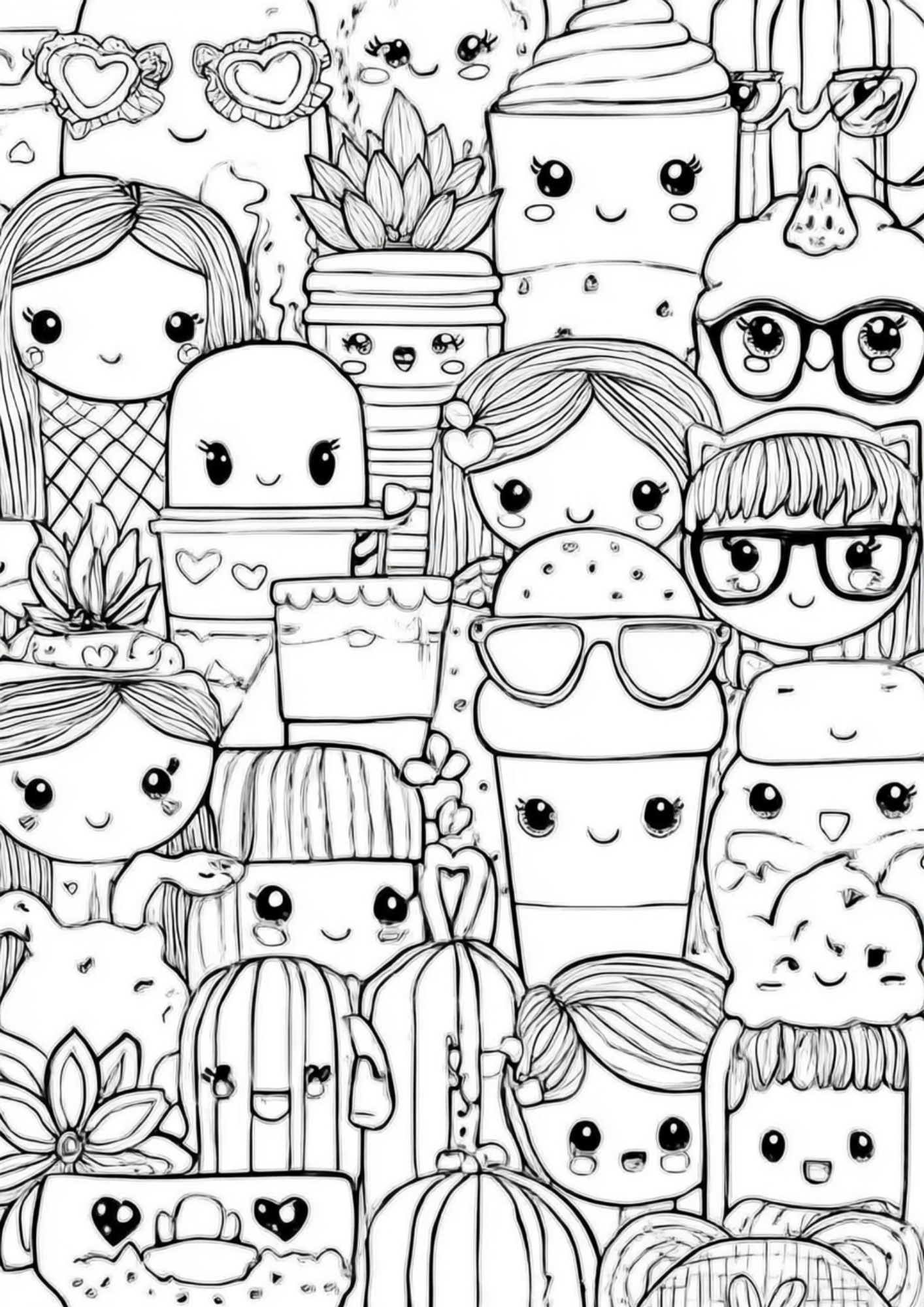 Cute & Kawaii - Instantly Downloadable Digital Adult Colouring Book
