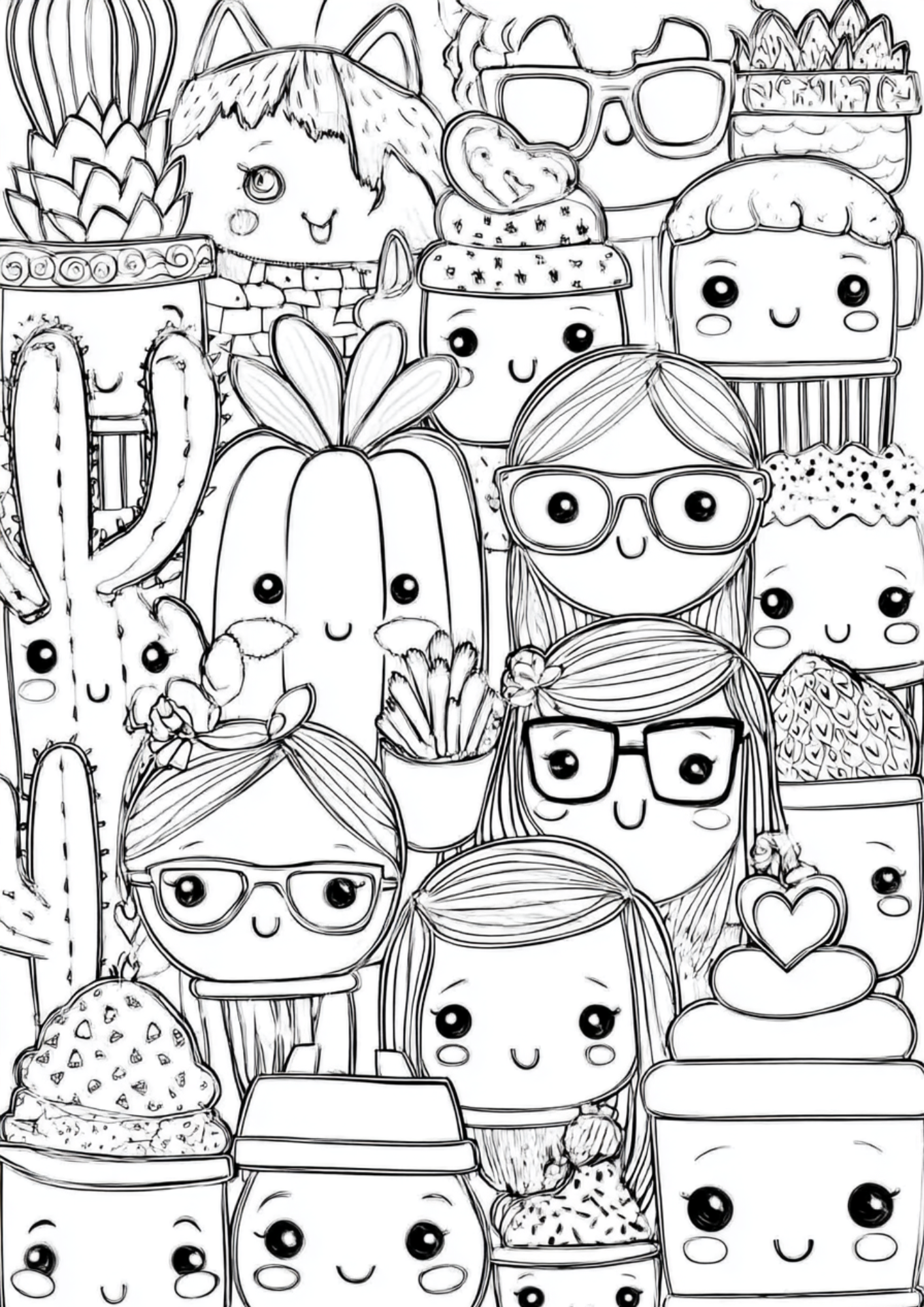 Cute & Kawaii - Instantly Downloadable Digital Adult Colouring Book