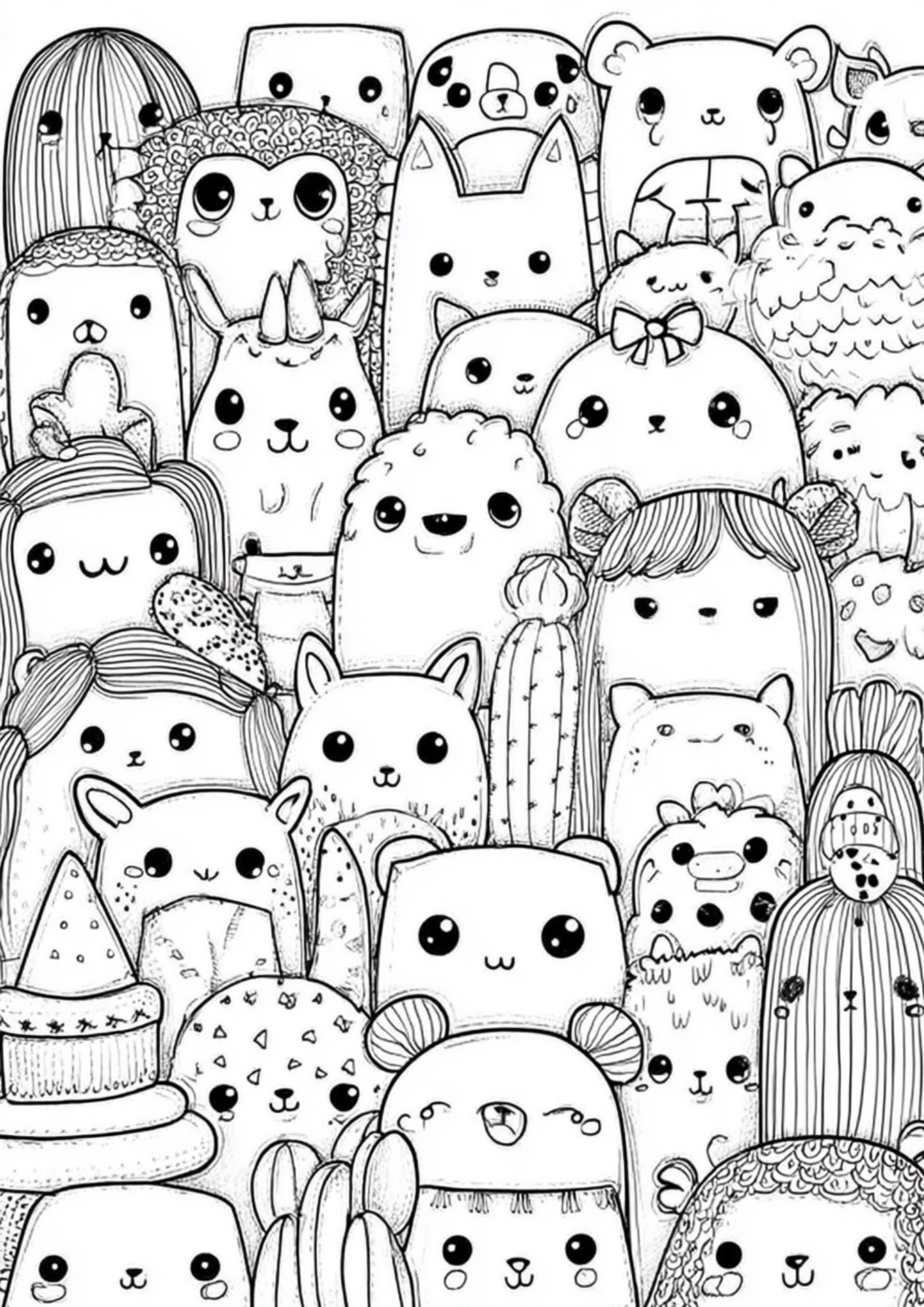 Cute & Kawaii - Instantly Downloadable Digital Adult Colouring Book