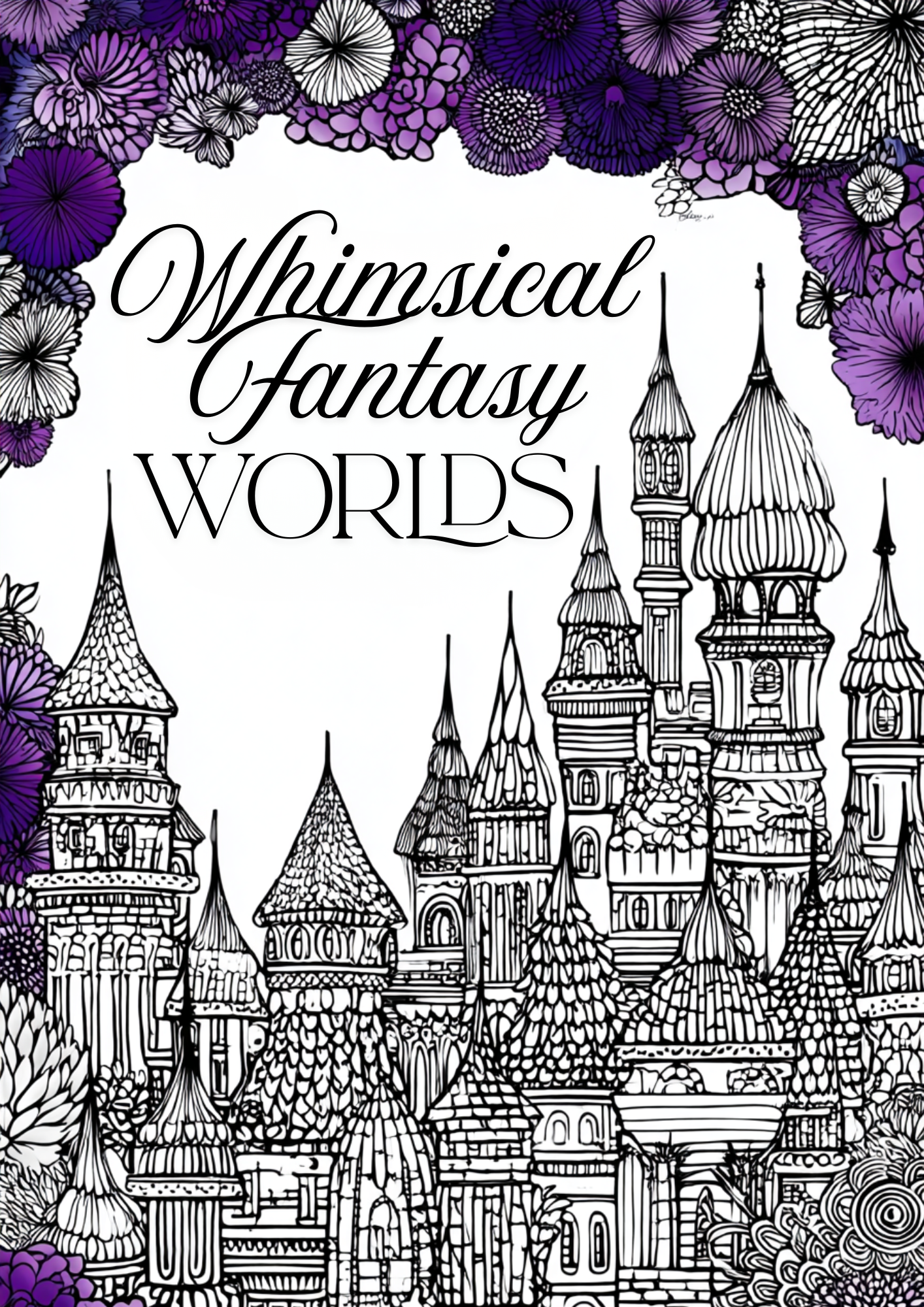 Whimsical Fantasy Worlds - Instantly Downloadable Digital Adult Colouring Book