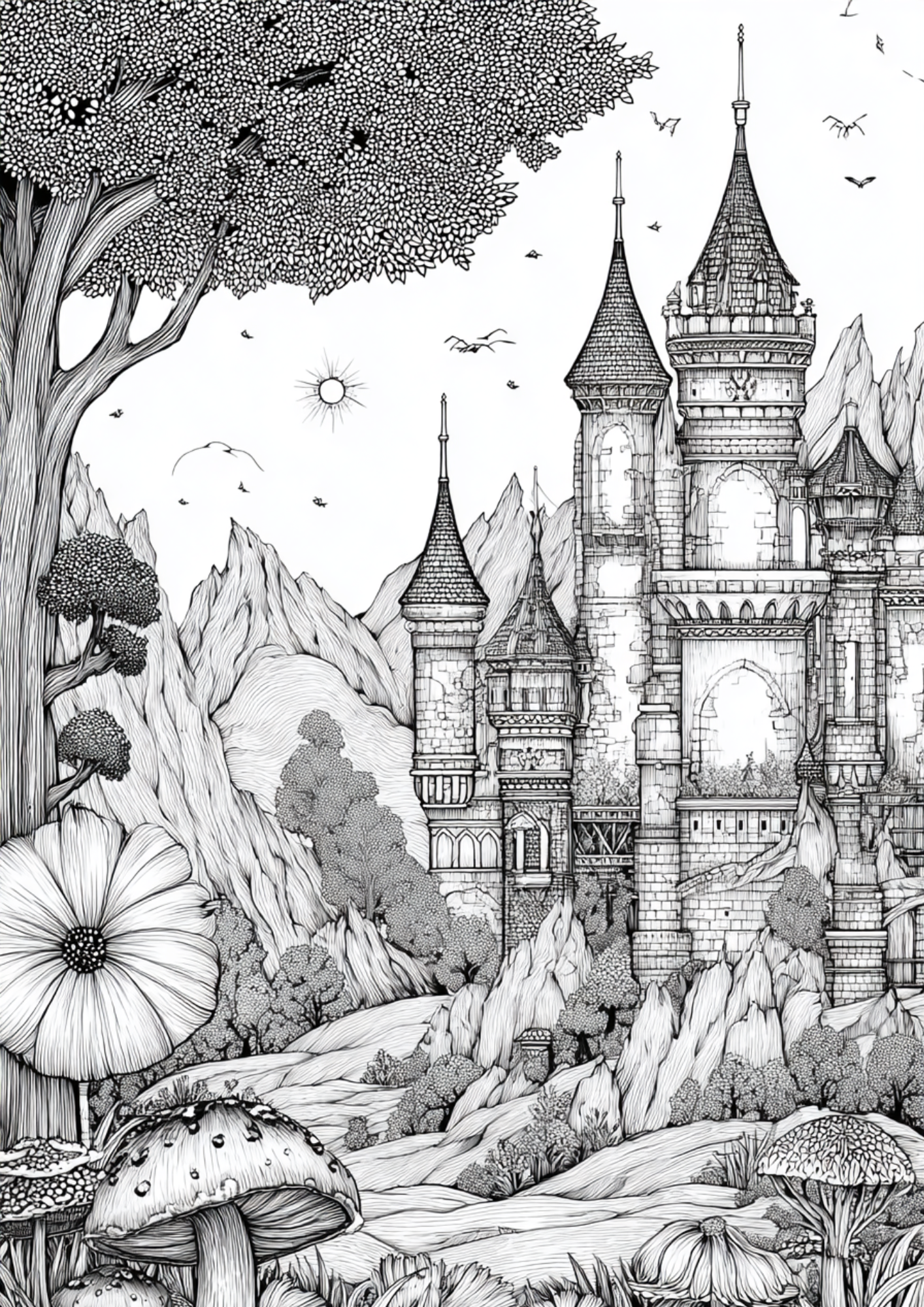 Whimsical Fantasy Worlds - Instantly Downloadable Digital Adult Colouring Book