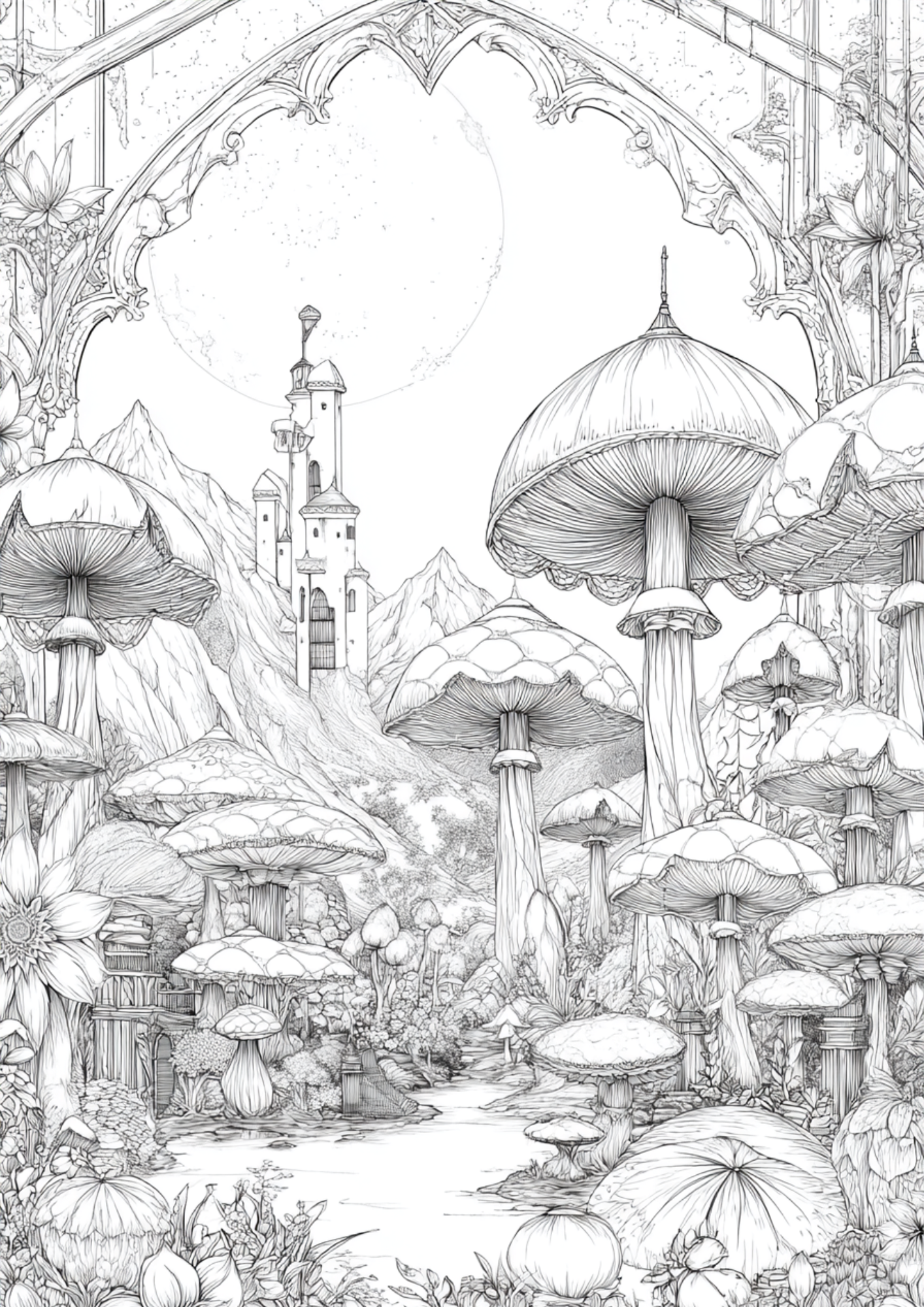 Whimsical Fantasy Worlds - Instantly Downloadable Digital Adult Colouring Book