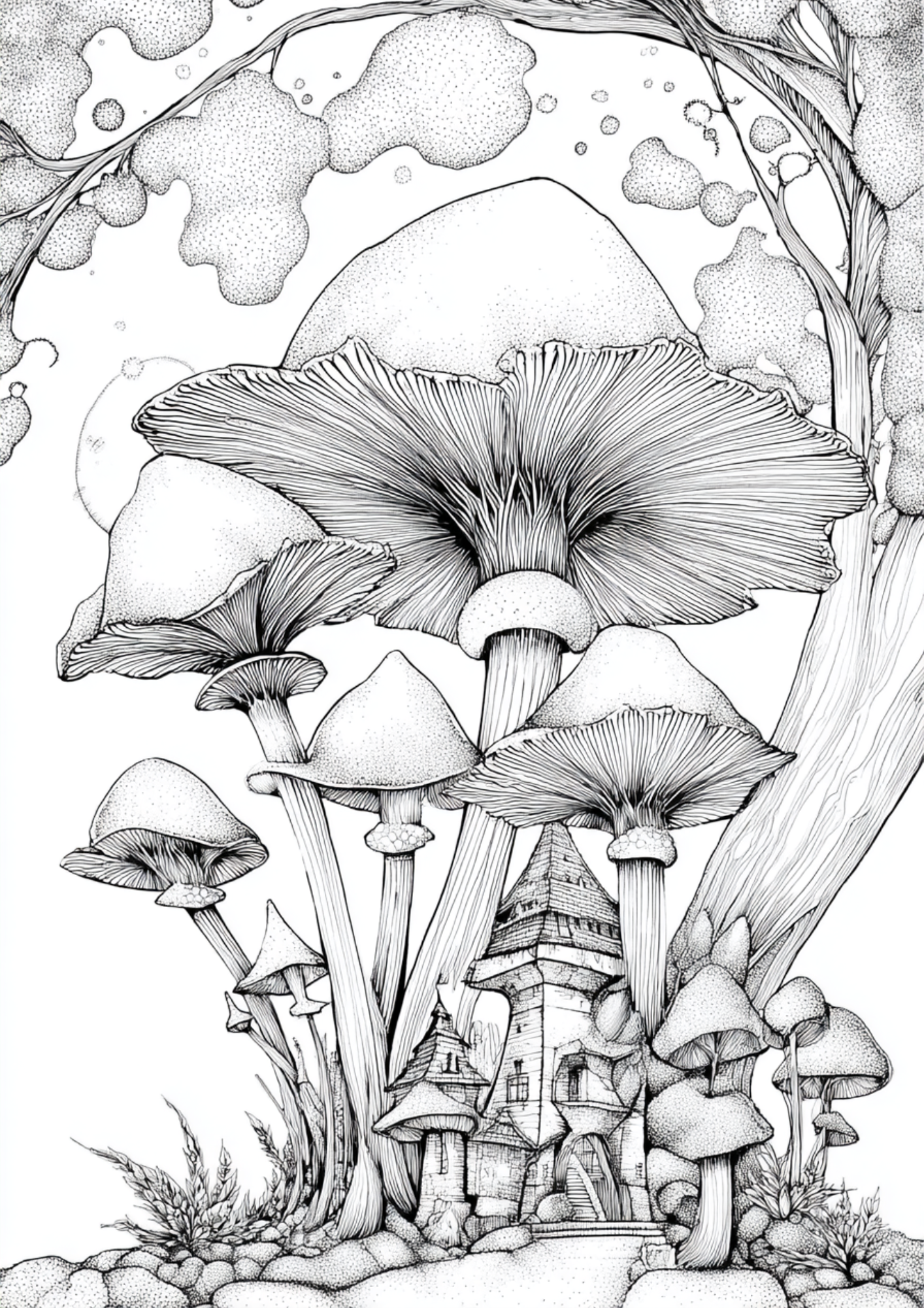 Whimsical Fantasy Worlds - Instantly Downloadable Digital Adult Colouring Book