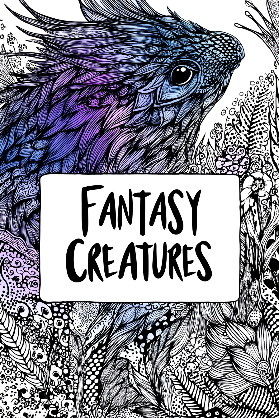 Fantasy Creatures - Instantly Downloadable Digital Adult Colouring Book