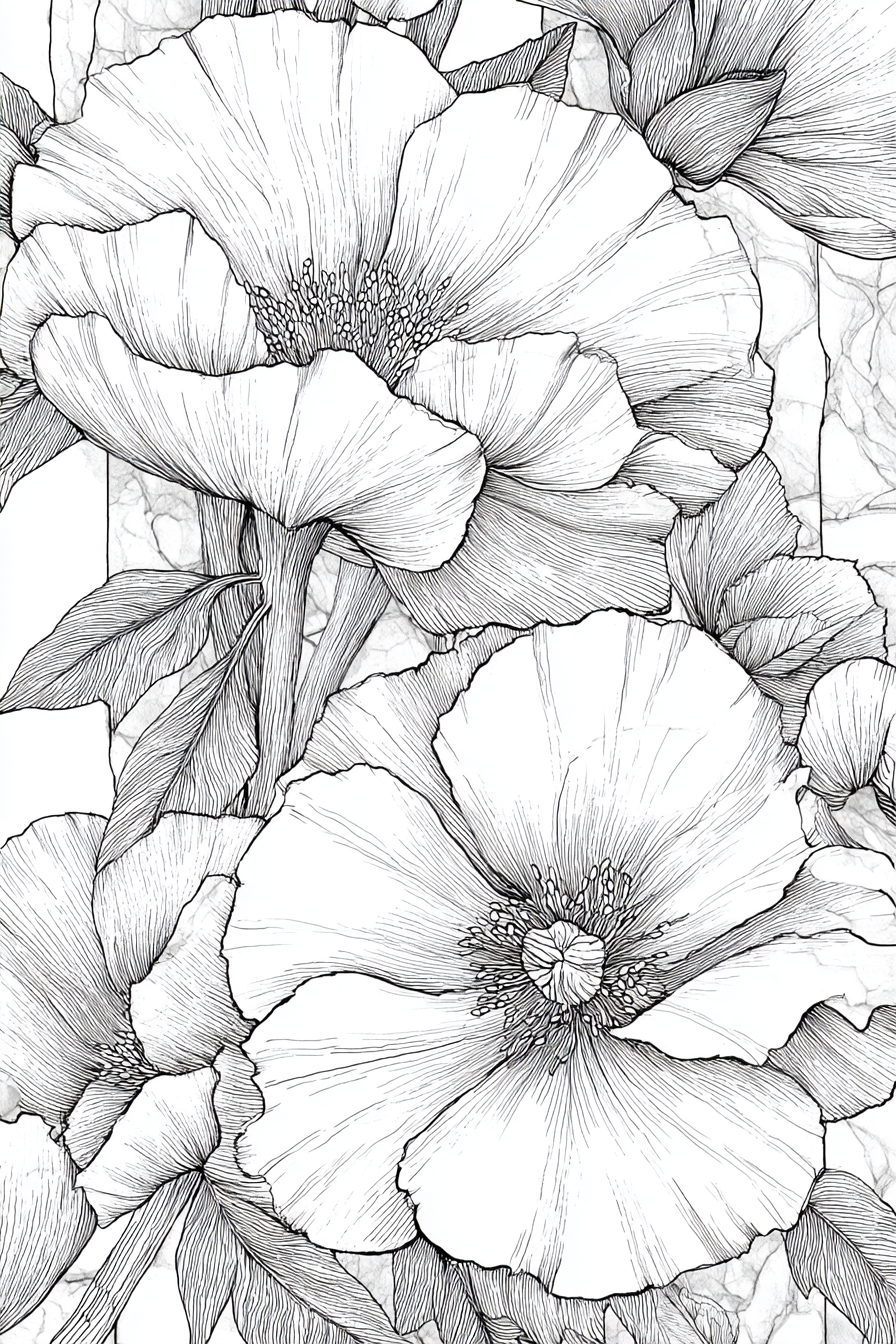Flowers & Botanical - Instantly Downloadable Digital Adult Colouring Book