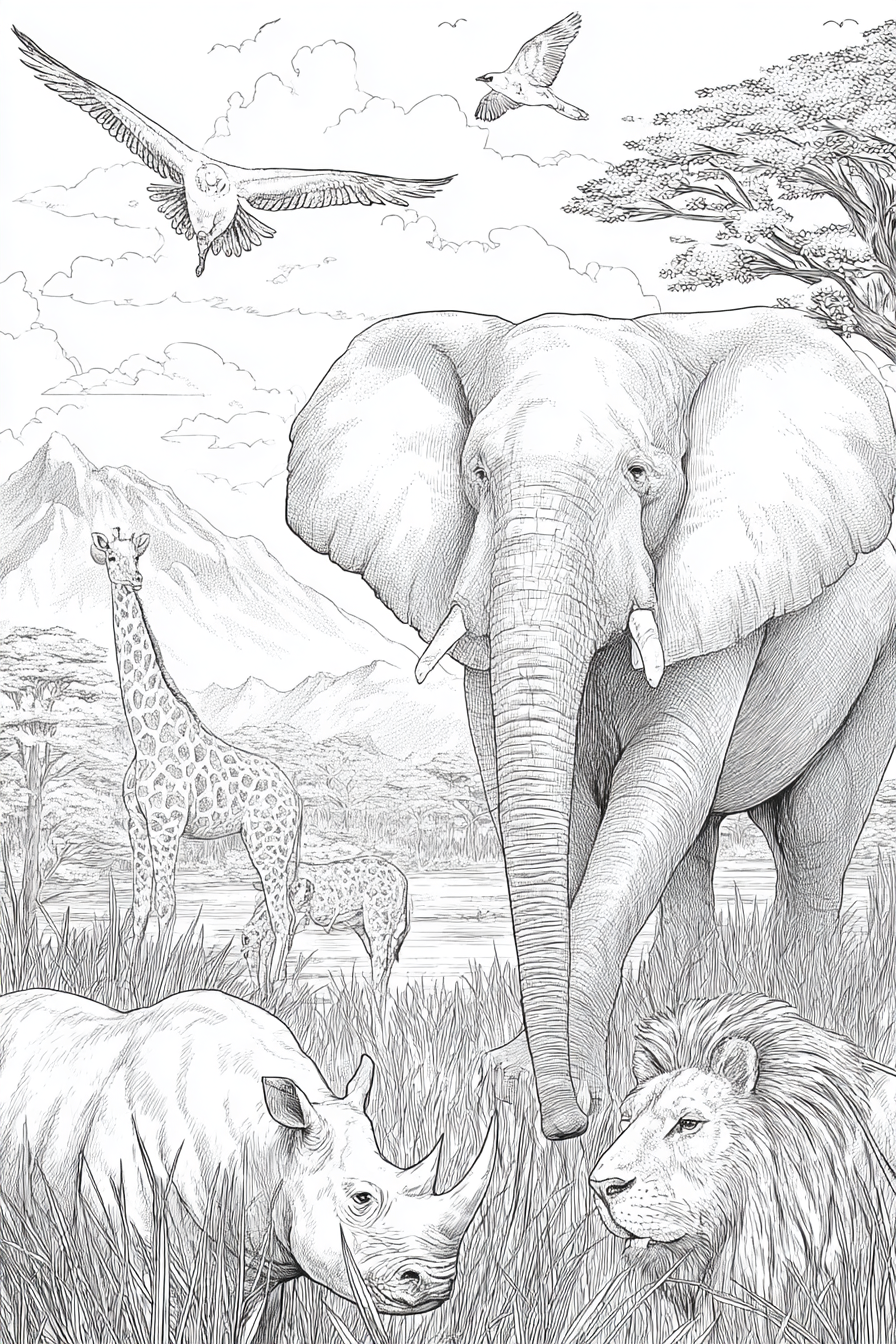 Animals & Wildlife - Instantly Downloadable Digital Adult Colouring Book