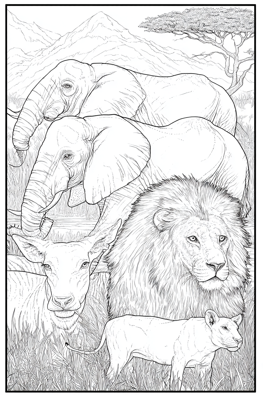 Animals & Wildlife - Instantly Downloadable Digital Adult Colouring Book